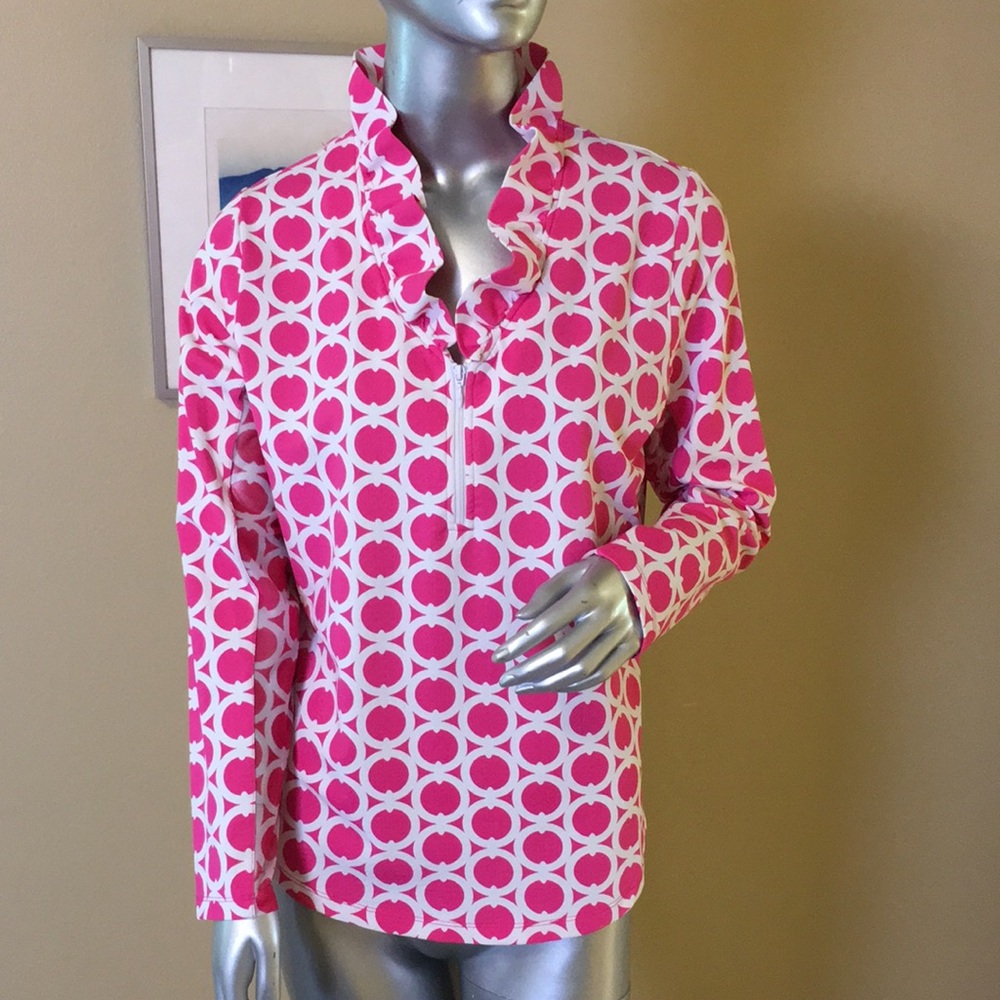 G LIFESTYLE GOLF BY GOTTEX Portrait Collar Zip Neck Shirt - UPF 50+, Long Sleeve